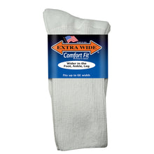 Load image into Gallery viewer, Extra Wide Athletic Crew Sock - White

