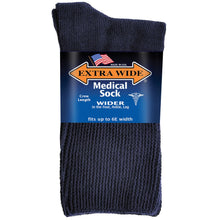Load image into Gallery viewer, Extra Wide Medical Crew Socks - Navy
