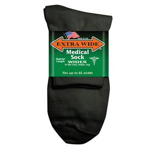 Extra Wide Medical Quarter Socks - Black
