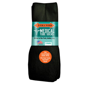 Extra Wide Medical Tube Socks - Black