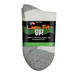 Loose Fit Stays Up Cotton Casual Quarter Socks - White