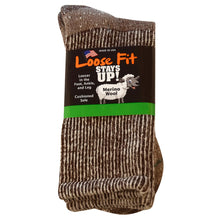Load image into Gallery viewer, Loose Fit Stays Up Marled Merino Wool Socks - Brown
