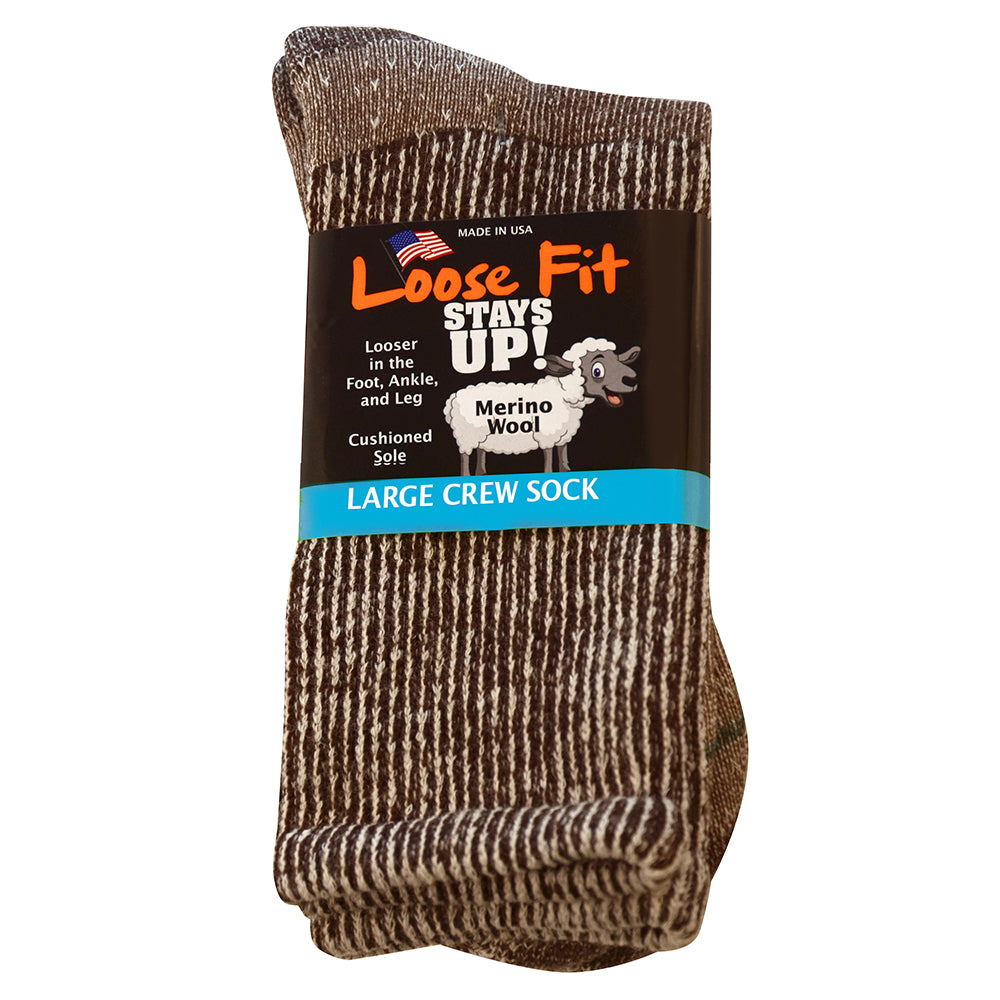 loose fitting men's dress socks Loose Fit Stays Up Mid-Calf Dress Socks Brown / Large