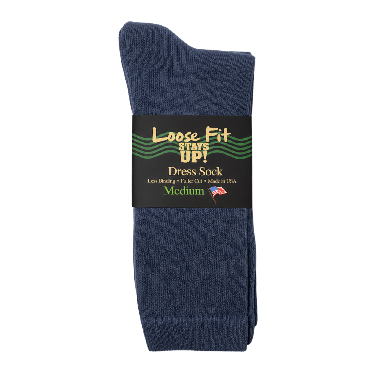knee length dresses for ladies Loose Fit Stays Up No.522 Navy Merino Wool Crew Sock, Navy main image 1