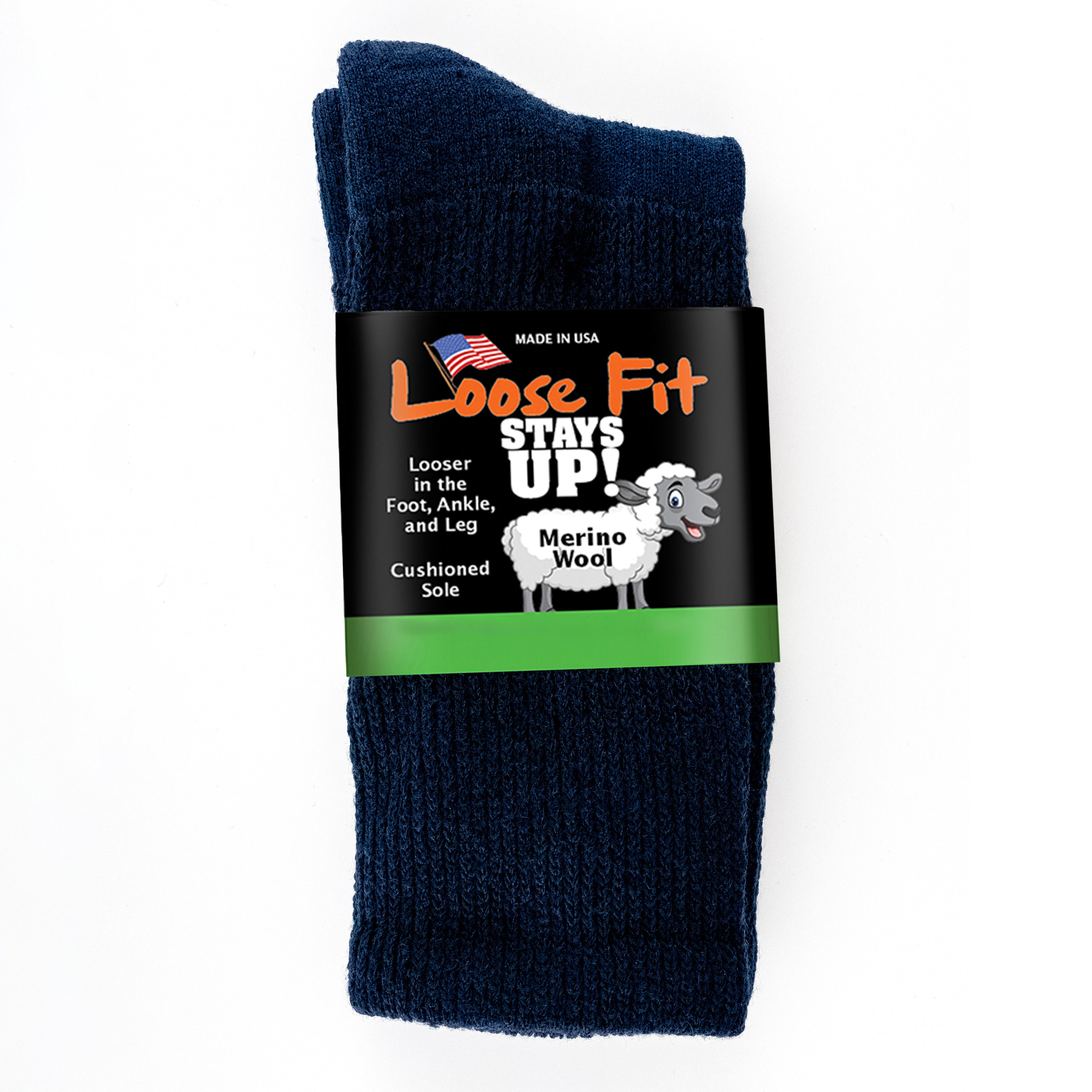 Loose Fit Stays Up Solid Merino Wool Socks