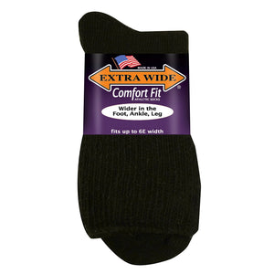 Extra Wide Athletic Quarter Sock - Black