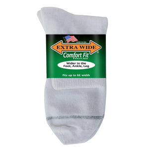 Extra Wide Athletic Quarter Sock - White