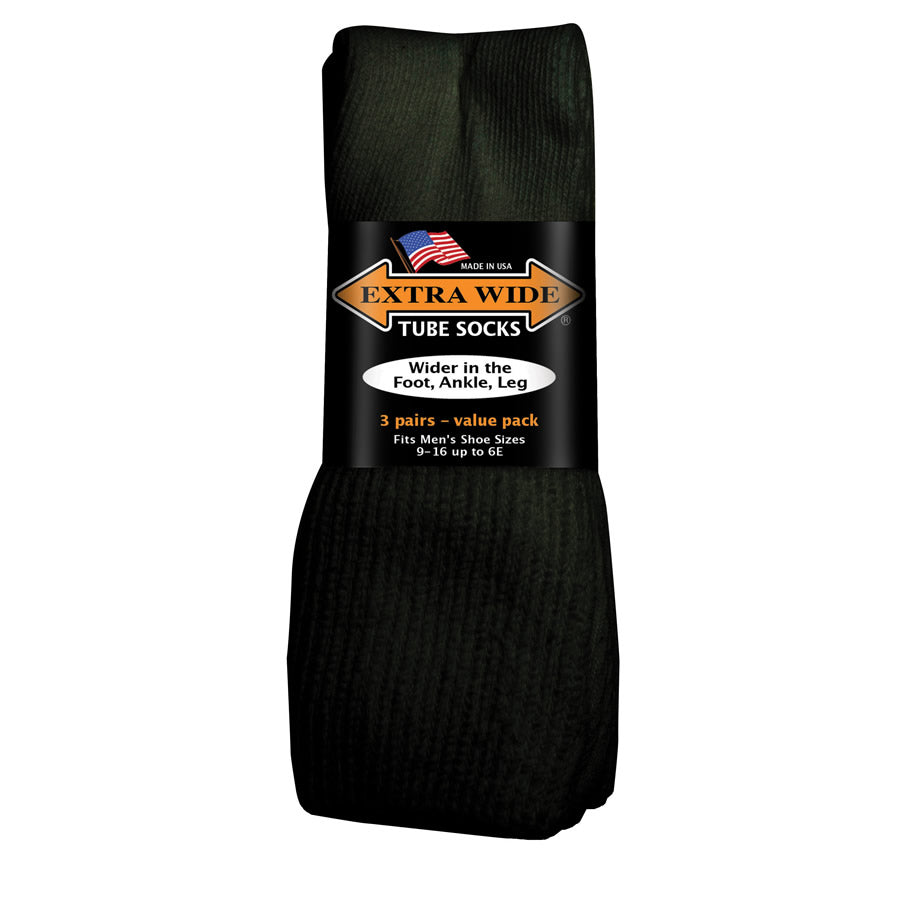 Extra Wide Tube Socks - Black