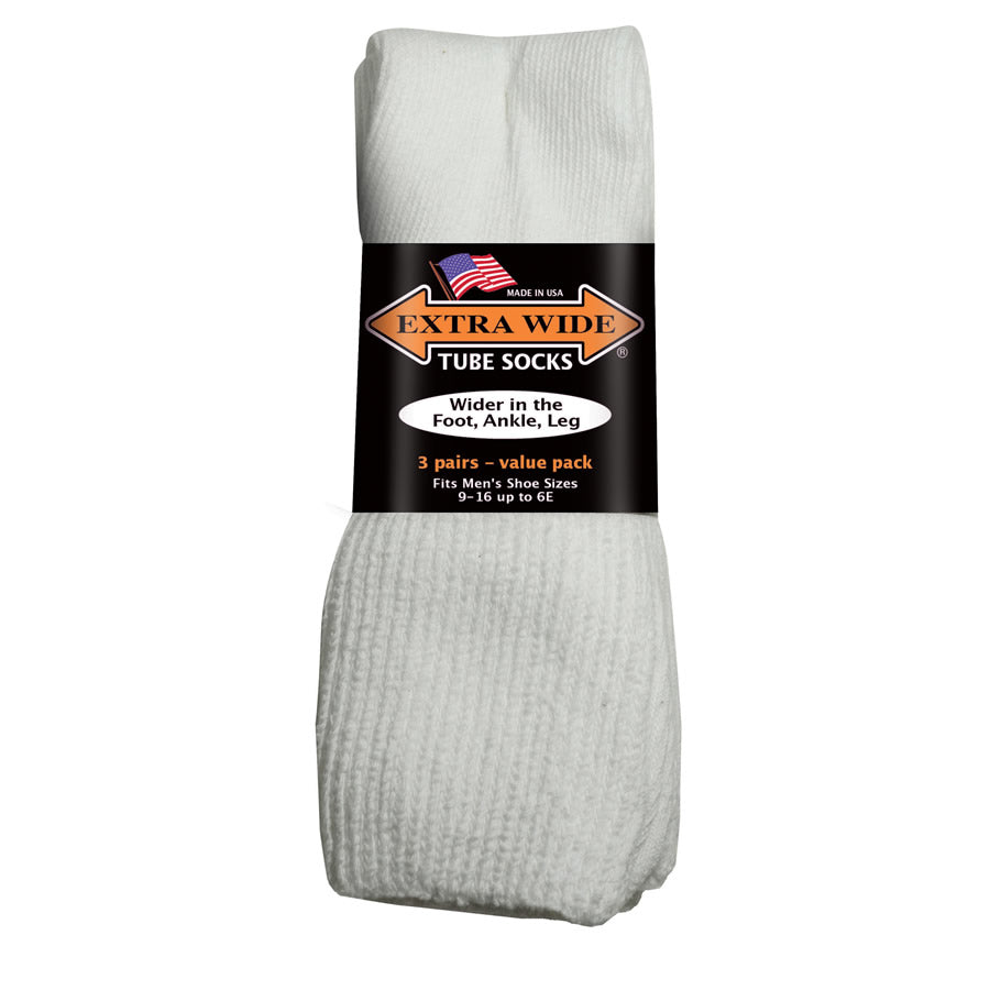 Extra Wide Tube Socks - White