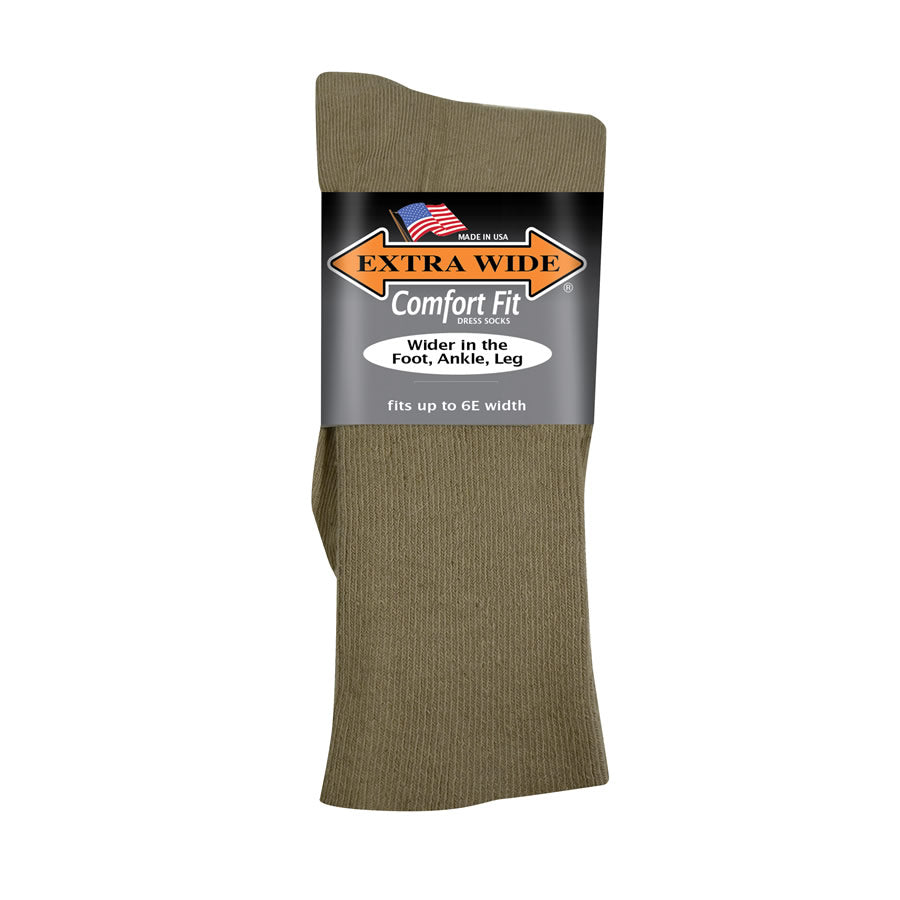 Extra Wide Dress Socks - Tan