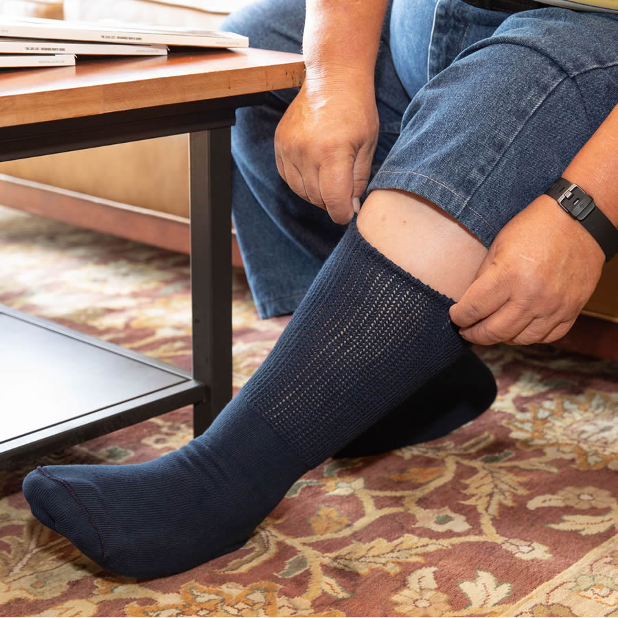 Navy Extra Wide Medical Crew Socks