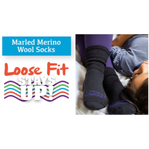 Loose Fit Stays Up Marled Merino Wool Socks Navy / Small