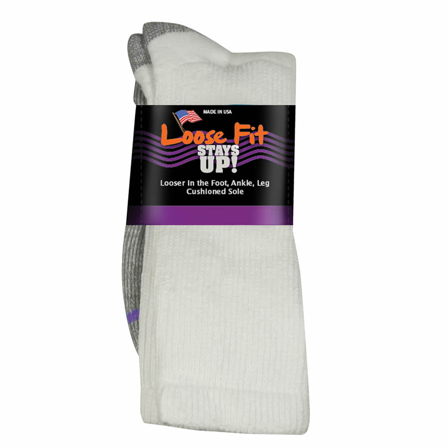 Loose Fit Stays Up Cotton Casual Crew Socks