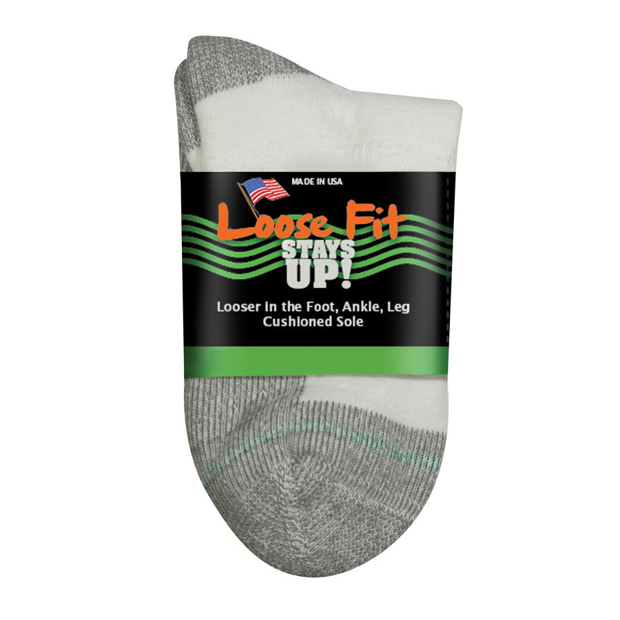 Loose Fit Stays Up Cotton Casual Quarter Socks - White