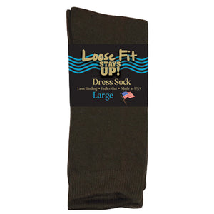 Loose Fit Stays Up Mid-Calf Dress Socks