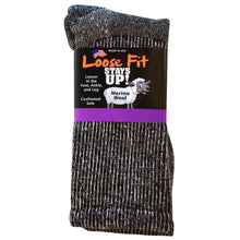 Load image into Gallery viewer, Loose Fit Stays Up Marled Merino Wool Socks - Black
