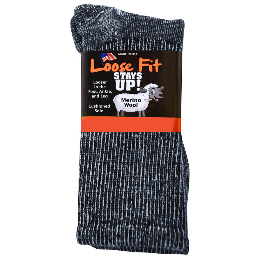 Loose Fit Stays Up Marled Merino Wool Socks Extra Wide Sock Company 9371