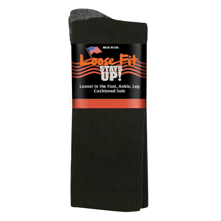 Loose Fit Stays Up Solid Merino Wool Socks – Extra Wide Sock Company